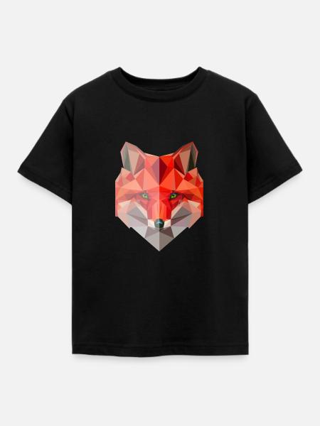 Fuchs Polygon - Kinder T-Shirt - Schwarz