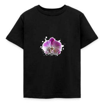 Orchidées - T-shirt Enfant - noir - Devant - AI Model Kid Female (0cm)