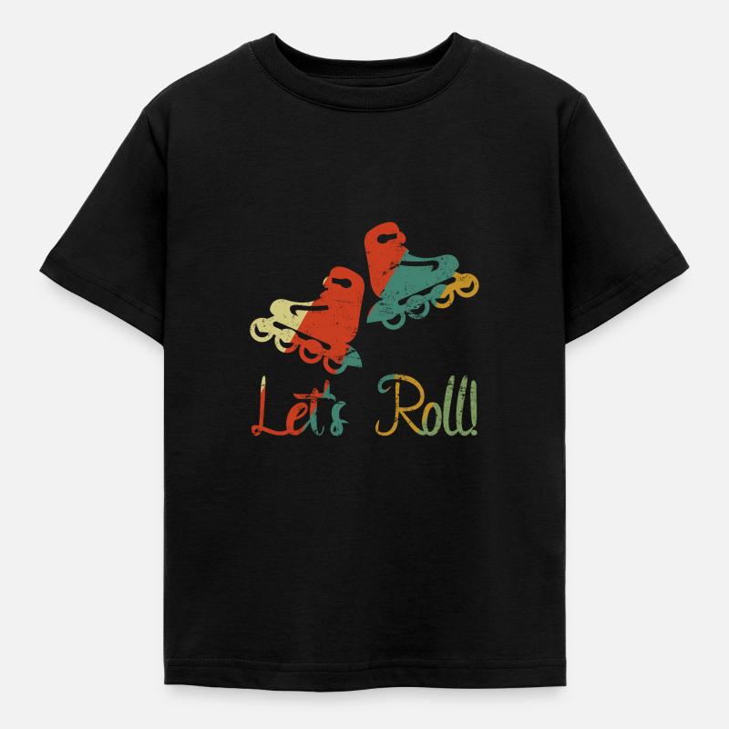 Inline Skating Inline Roller Skates Retro Vintage - Kids' T-Shirt - black