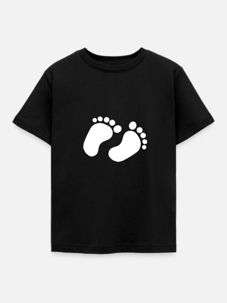 Fußspuren - Kinder T-Shirt - Schwarz
