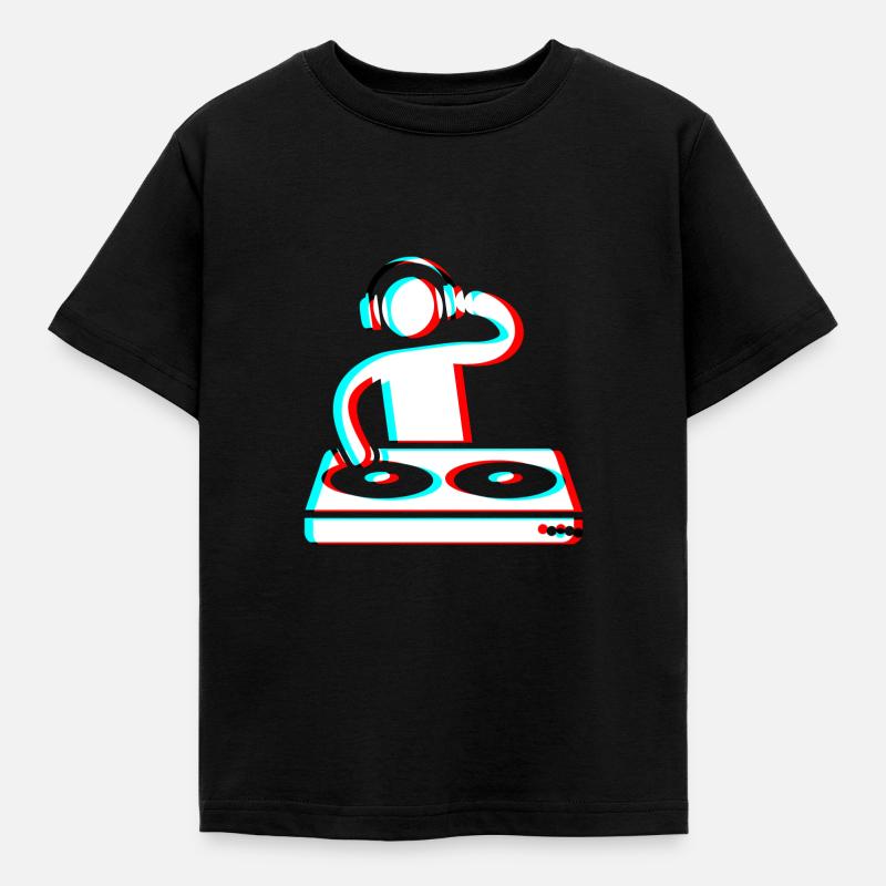 Techno Dj 3d Electro Red Blue tik tok edm blanc - T-shirt Enfant - noir