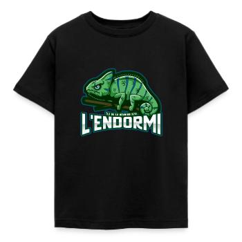 L'endormi caméléon de La Reunion 974 cadeau drôle - T-shirt Enfant - noir - Devant - AI Model Kid Female (0cm)