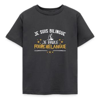 Humor Film, Kino, ich bin zweisprachig, Zauberer - Kinder T-Shirt - Dunkelgrau - Vorne - AI Model Kid Female (0cm)