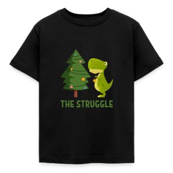The struggle gift saying TreeRex dinosaur - Kids' T-Shirt - black - Front - AI Model Kid Female (0cm)