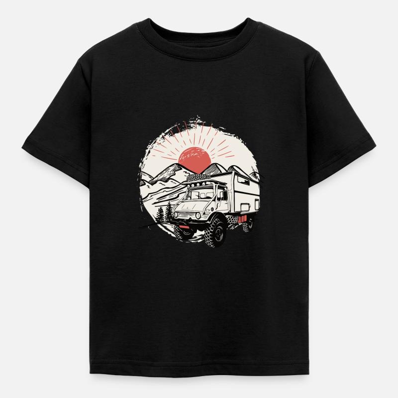 Camping - Unimog - Adventure - Oldtimer - Kids' T-Shirt - black
