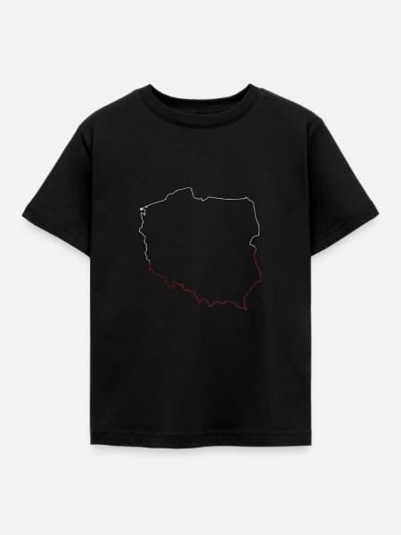 Polen Umriss Flaggenfarbe - Børne-T-shirt - sort