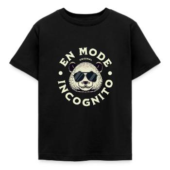 Panda - En mode incognito - cadeau humour animal - T-shirt Enfant - noir - Devant - AI Model Kid Female (0cm)