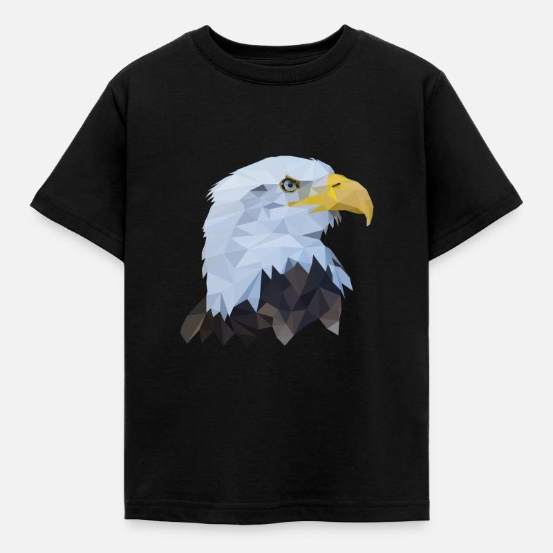 Adlerkopf Polygon Vogel - Kinder T-Shirt - Schwarz