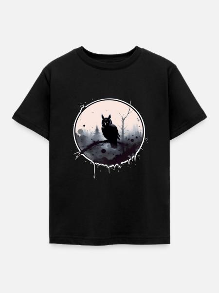 Nachteule - Kinder T-Shirt - Schwarz