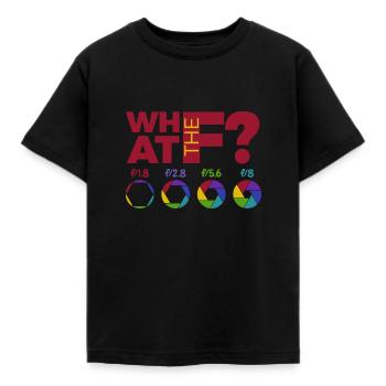 What The F? - Aperture exposure Photograph photographer - Kids' T-Shirt - black - Front - AI Model Kid Female (0cm)