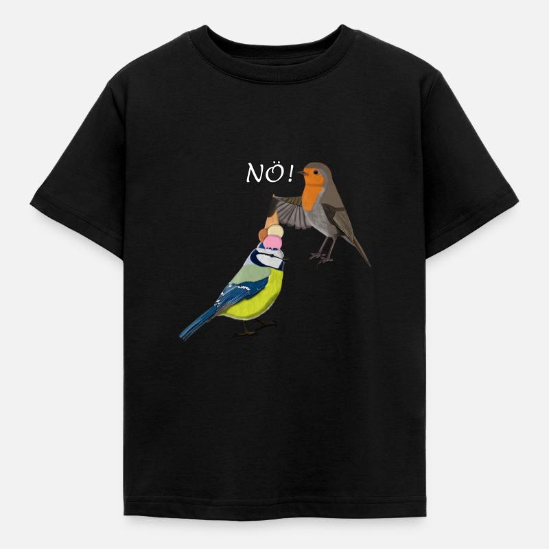 Rotkehlchen Blaumeise Eis Kopf NÖ Lustige Vögel - Kinder T-Shirt - Schwarz
