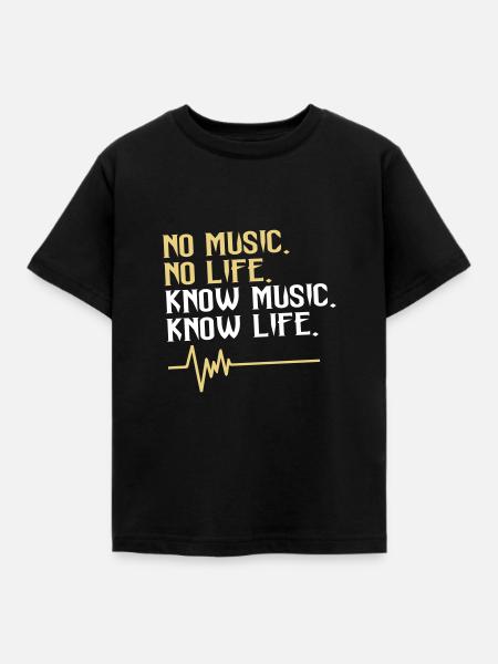 no music no life - Kinder T-Shirt - Schwarz
