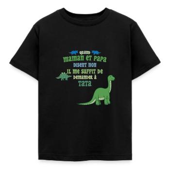 Humour Enfant : Papa et Maman vs Tata - T-shirt Enfant - noir - Devant - AI Model Kid Female (0cm)