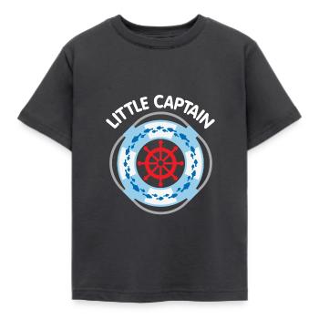 Kleiner Kapitän mit Rettungsring und Steuerrad - Kinder T-Shirt - Dunkelgrau - Vorne - AI Model Kid Female (0cm)