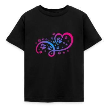 Herz mit Pfötchen und Sternen - Kinder T-Shirt - Schwarz - Vorne - AI Model Kid Female (0cm)