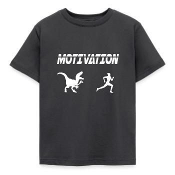 motivation sport running humor dinosaur - Kids' T-Shirt - dark grey - Front - AI Model Kid Female (0cm)
