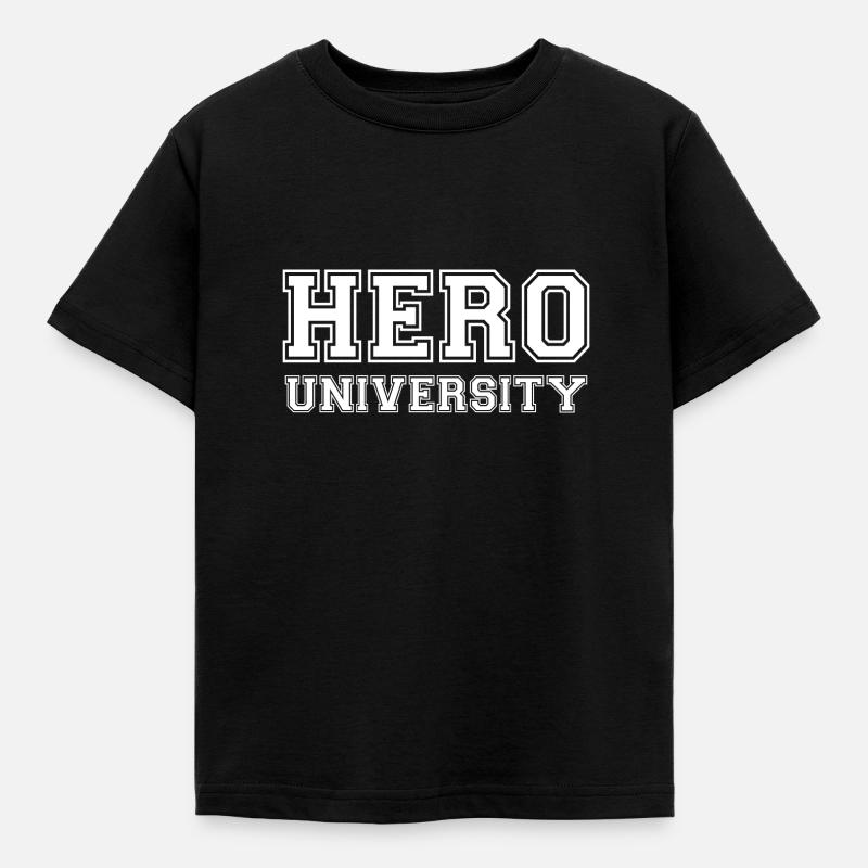 Hero University - White Text - Kids' T-Shirt - black
