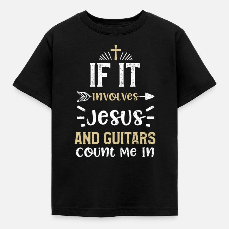 S’il s’agit de Jésus et de guitares... - T-shirt Enfant - noir
