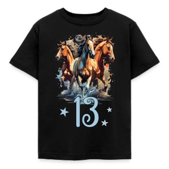 Geburtstag 13 Mädchen Pferd Reiten Stall Dreizehn - Kinder T-Shirt - Schwarz - Vorne - AI Model Kid Female (0cm)