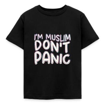 Je suis musulman Ne paniquez pas / Islam, Coran, Mosquée - T-shirt Enfant - noir - Devant - AI Model Kid Female (0cm)