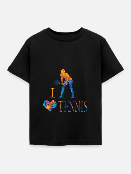 I love Tennis - Kinder T-Shirt - Schwarz