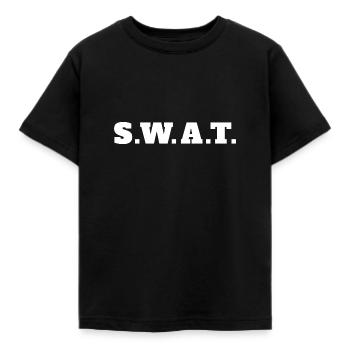 Fasching Polizei Kostüm Kinder SWAT Karneval - Kinder T-Shirt - Schwarz - Vorne - AI Model Kid Female (0cm)