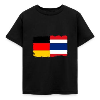 Germany Thailand Flag / Pattaya, Asia - Kids' T-Shirt - black - Front - AI Model Kid Female (0cm)