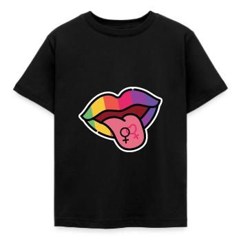 Lesbienne, Bouche, Langue, Drapeau arc-en-ciel, CSD - T-shirt Enfant - noir - Devant - AI Model Kid Female (0cm)