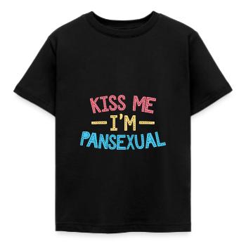 Embrasse-moi Je suis pansexuel / LGBTQ, CSD Design - T-shirt Enfant - noir - Devant - AI Model Kid Female (0cm)