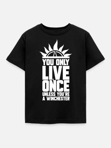 LIVE ONCE, GIFT - Kids' T-Shirt - black