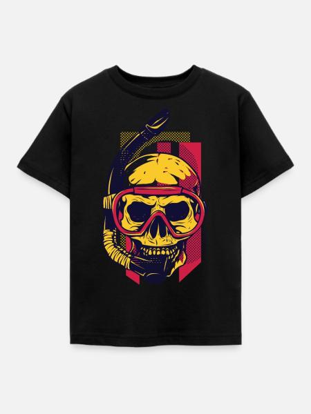 Plongeur tête de mort de vacances cadeau - T-shirt Enfant - noir