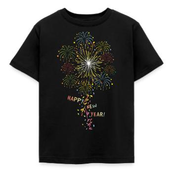 Silvester Feuerwerk - Kinder T-Shirt - Schwarz - Vorne - AI Model Kid Female (0cm)