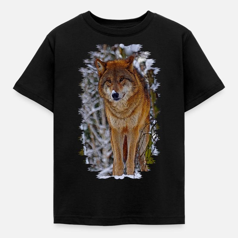 wolf - Kinder T-Shirt - Schwarz