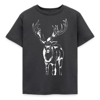 Rothirschfantasie, Waldtier - Kinder T-Shirt - Dunkelgrau - Vorne - AI Model Kid Female (0cm)