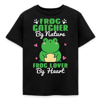 Funny Frog Catcher By Nature Cool Herpetologist To - Kinder T-Shirt - Schwarz - Vorne - AI Model Kid Female (0cm)