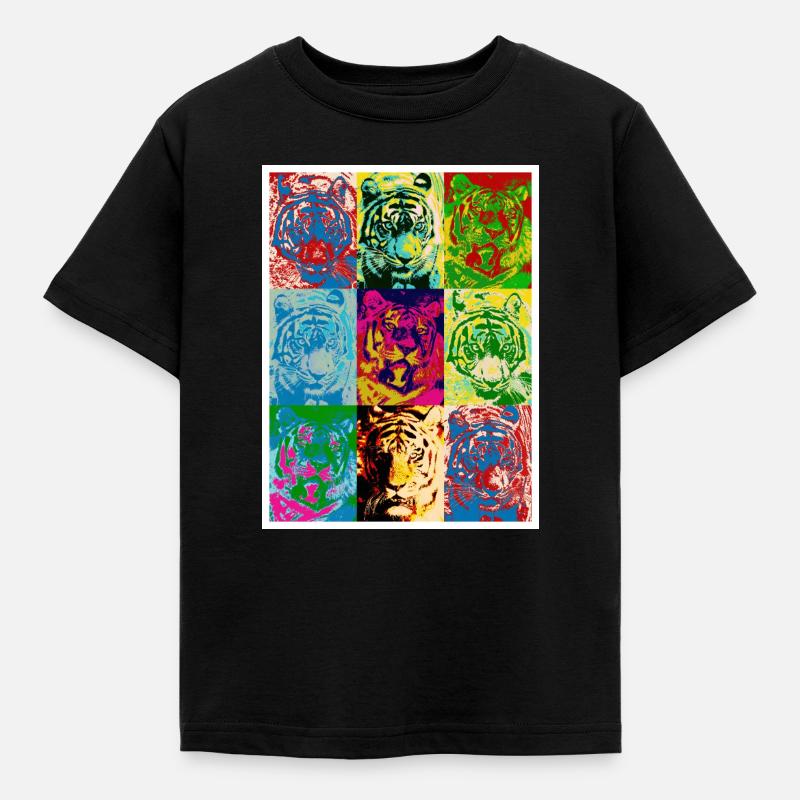 Tiger_4 - Kinder T-Shirt - Schwarz