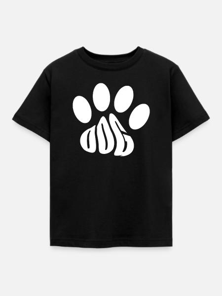 Hundepfote Textform - Kinder T-Shirt - Schwarz