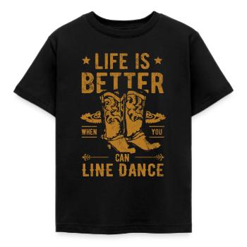 line dance - Kids' T-Shirt - black - Front - AI Model Kid Female (0cm)