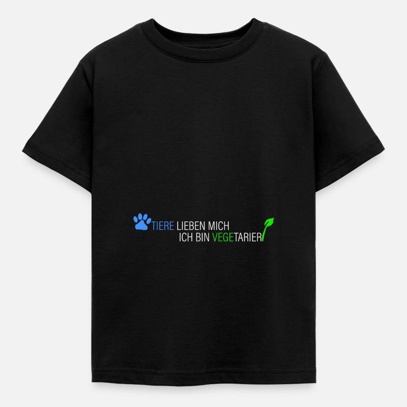 Tiere lieben mich-bin Vegetarier - Kinder T-Shirt - Schwarz