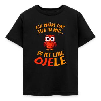 Ich spüre das Tier in mir Es ist eine Ojele - Eule - Kinder T-Shirt - Schwarz - Vorne - AI Model Kid Female (0cm)