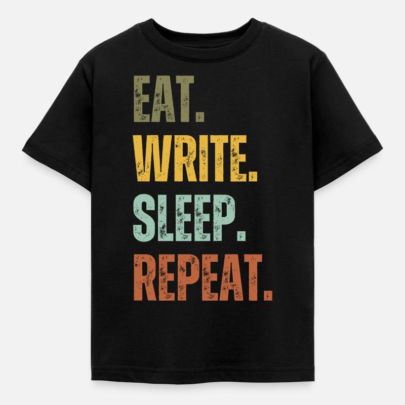 EAT WRITE SLEEP REPEAT - Kids' T-Shirt - black
