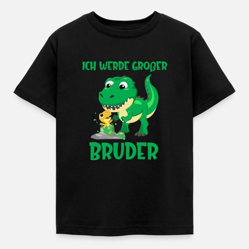 Ich werde großer Bruder Dinosaurier Dino mit Ei - Kinder T-Shirt - Schwarz