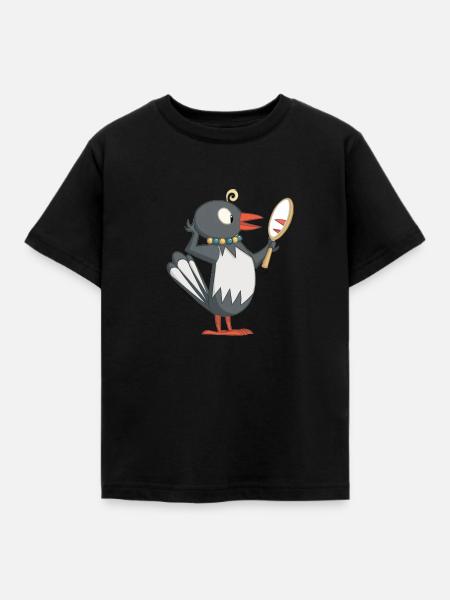 Frau Ester mit Spiegel - Kinder T-Shirt - Schwarz