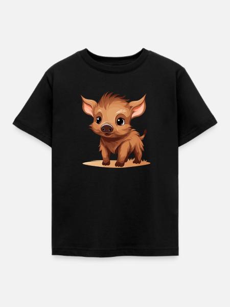 Wildschwein - Kinder T-Shirt - Schwarz