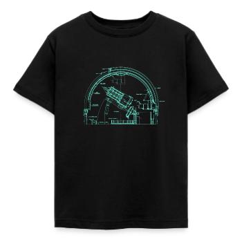 Astronomie Old School Teleskop Illustration - Kinder T-Shirt - Schwarz - Vorne - AI Model Kid Female (0cm)