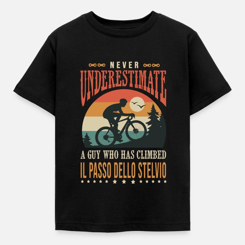 ein Typ, der Il passo dello Stelvio velo bestiegen hat - Kinder T-Shirt - Schwarz