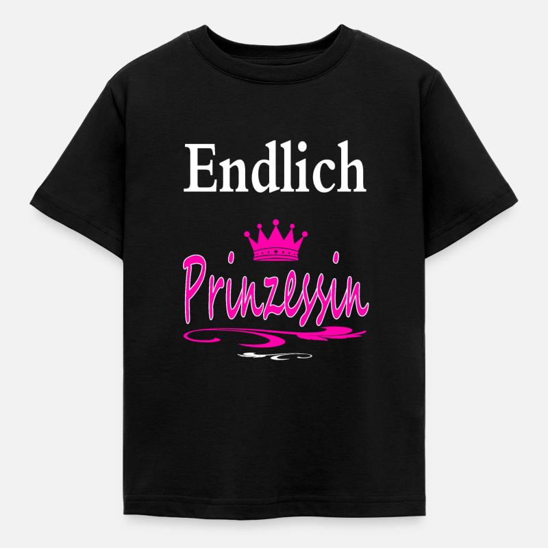 Endlich Prinzessin cooler Spruch Geschenk - Kinder T-Shirt - Schwarz