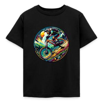 Psychedelic Spin MTB - Kids' T-Shirt - black - Front - AI Model Kid Female (0cm)
