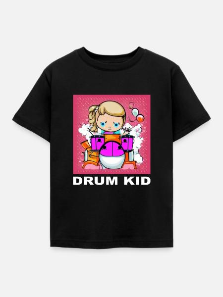 DRUM KID DRUM KIT - Kinder T-Shirt - Schwarz
