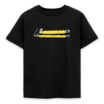 Bitcoin 2023 (Miami) - The Future is Now, Miami - Kids' T-Shirt - black - Front - AI Model Kid Female (0cm)